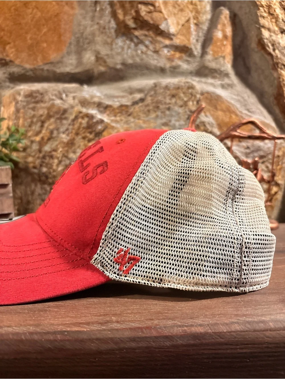 47 Los Angeles Angels Red & White Trucker Hat